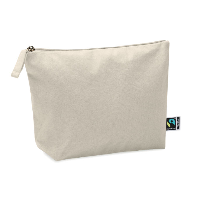 Fairtrade cotton cosmetic bag 180 g/m² with logo printing