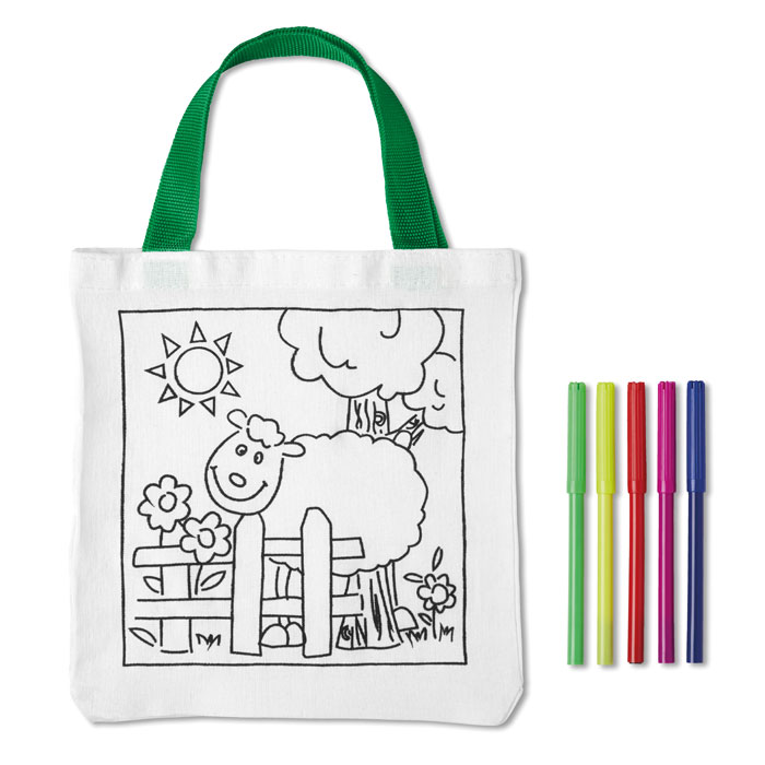Cotton tote bag with colouring pens with your logo