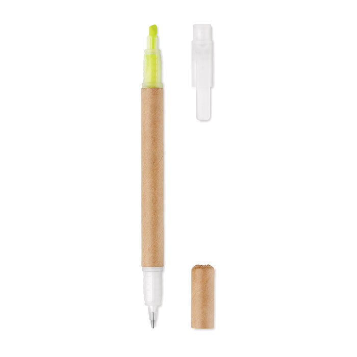 2-in-1 carton pen and highlighter with your logo