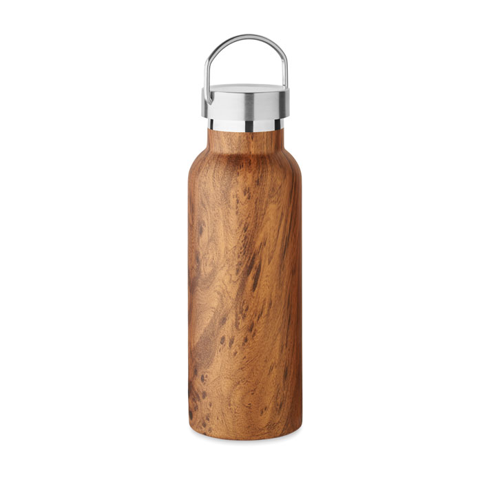 Double wall bottle 500 ml wood look with your logo