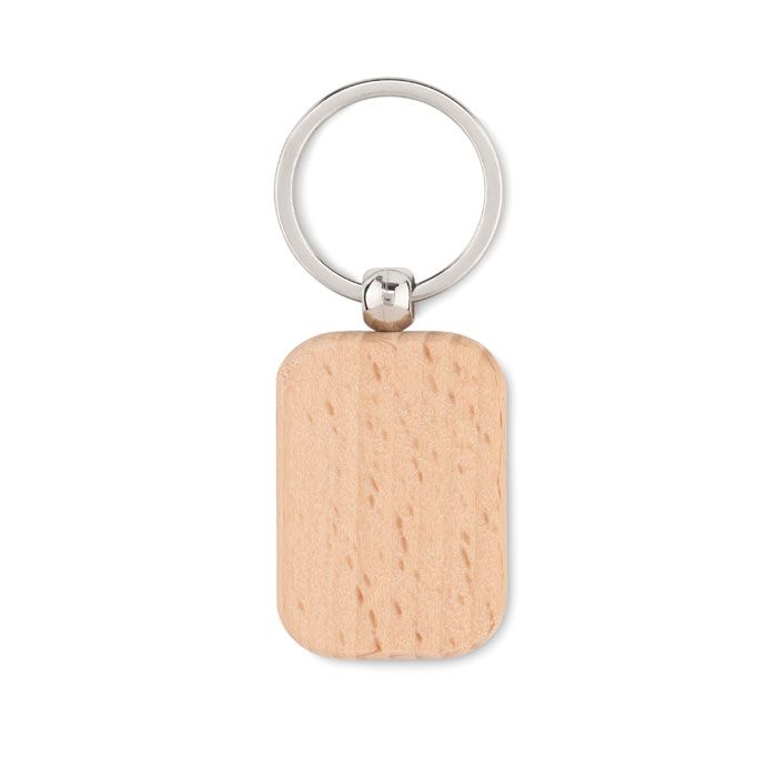 Rectangular wooden key ring with logo printing