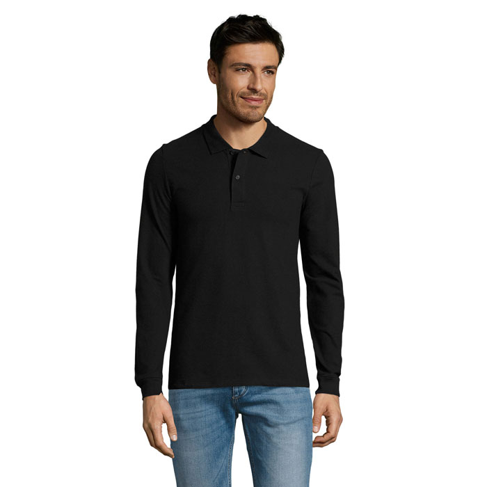 Men's long sleeve polo 180g with your logo