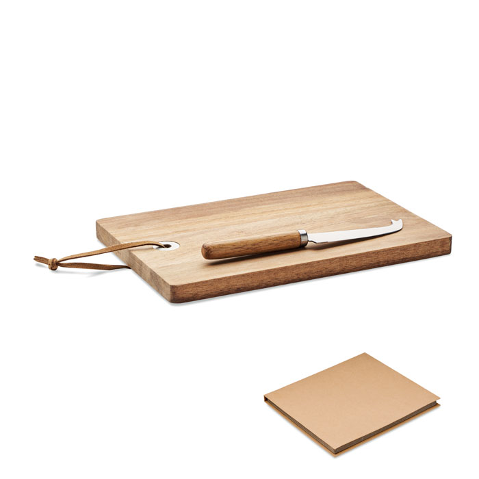 Acacia wood cheese board set with your logo