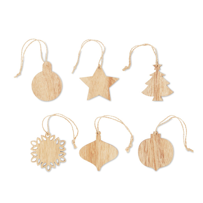Set of wooden Christmas ornaments with your logo