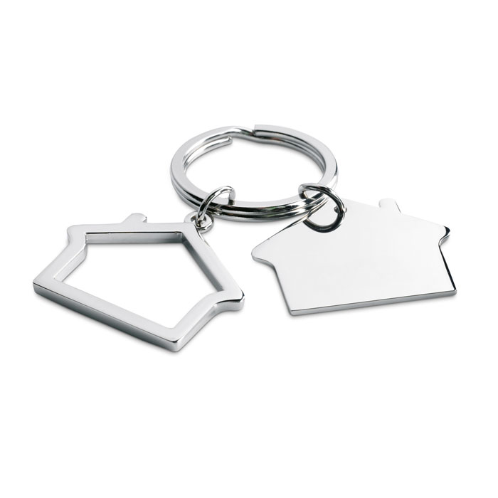 Metal key ring house shape with logo printing