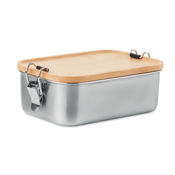 Stainless steel lunch box 750 ml bamboo lid with your logo
