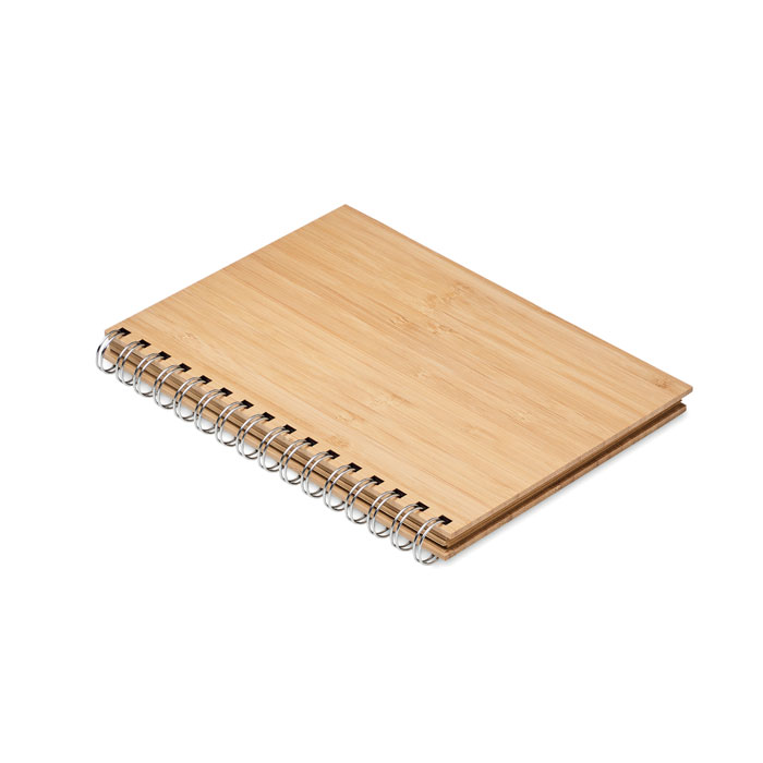 A5 ring-bound bamboo notebook with your logo