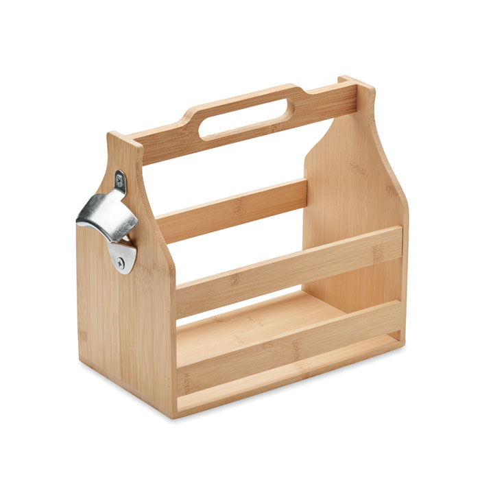Bamboo 6-bottle beer crate with your logo