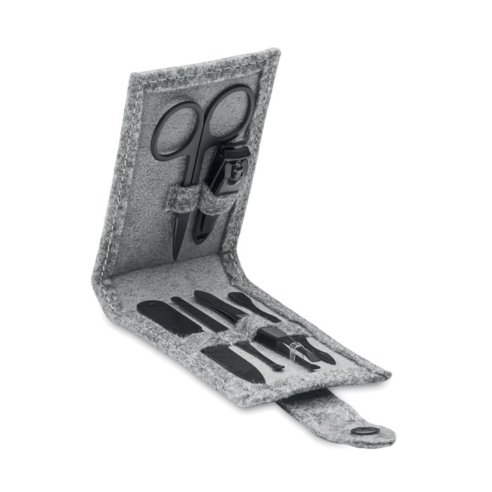RPET felt 6-piece manicure set with logo printing