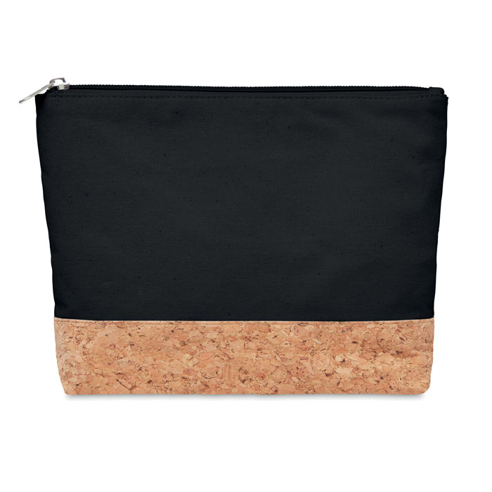 Cork and cotton cosmetic bag with logo printing
