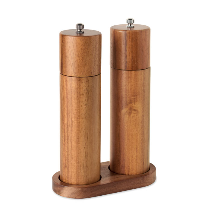 Acacia salt & pepper grinders with your logo