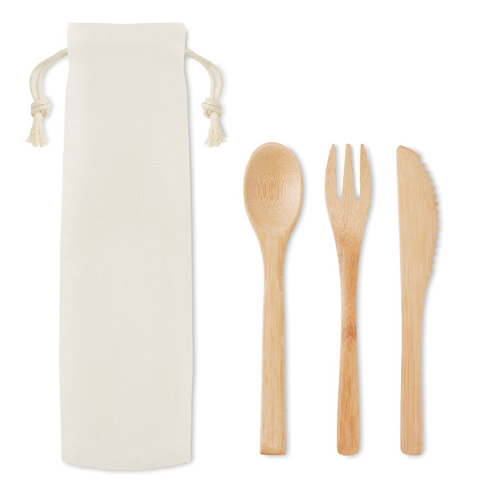 Bamboo cutlery set with your logo