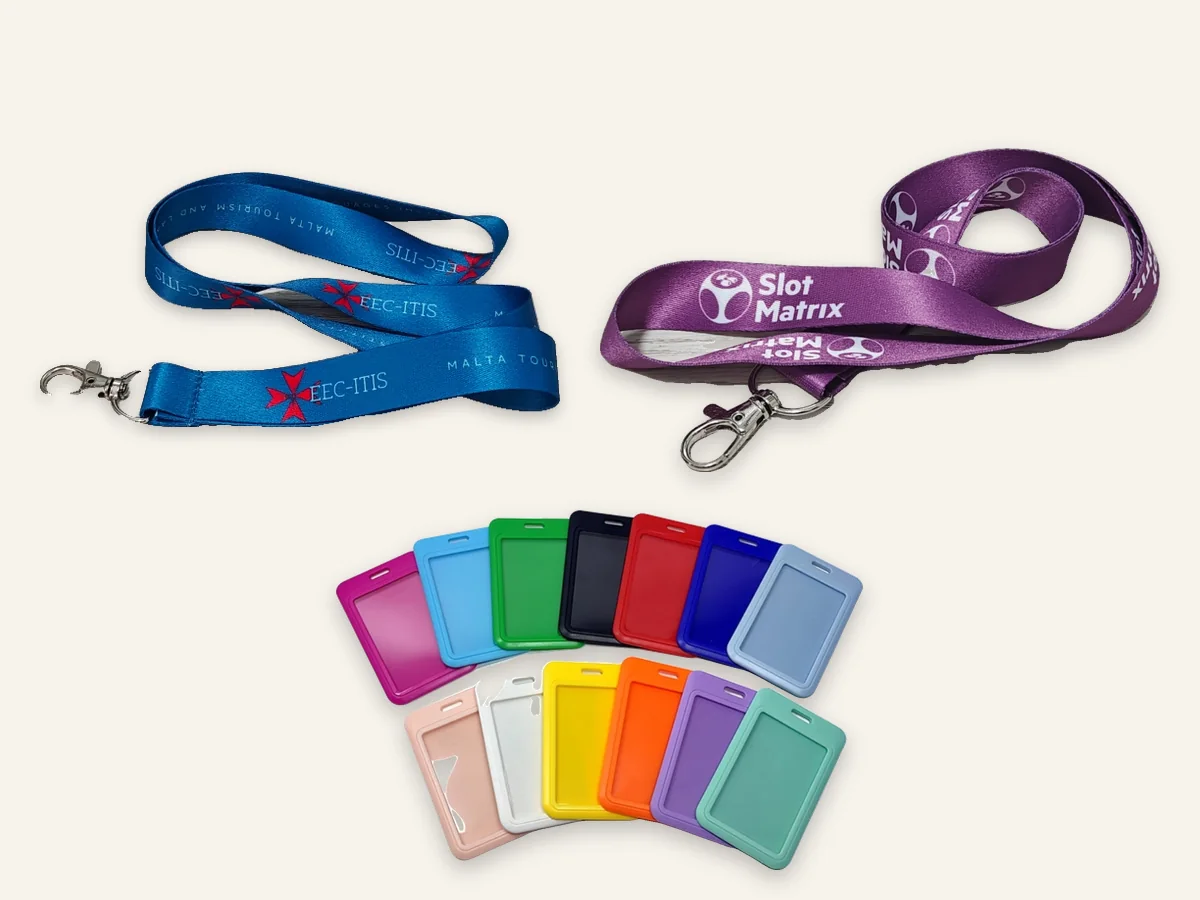 Custom printed lanyards with coloured card holders