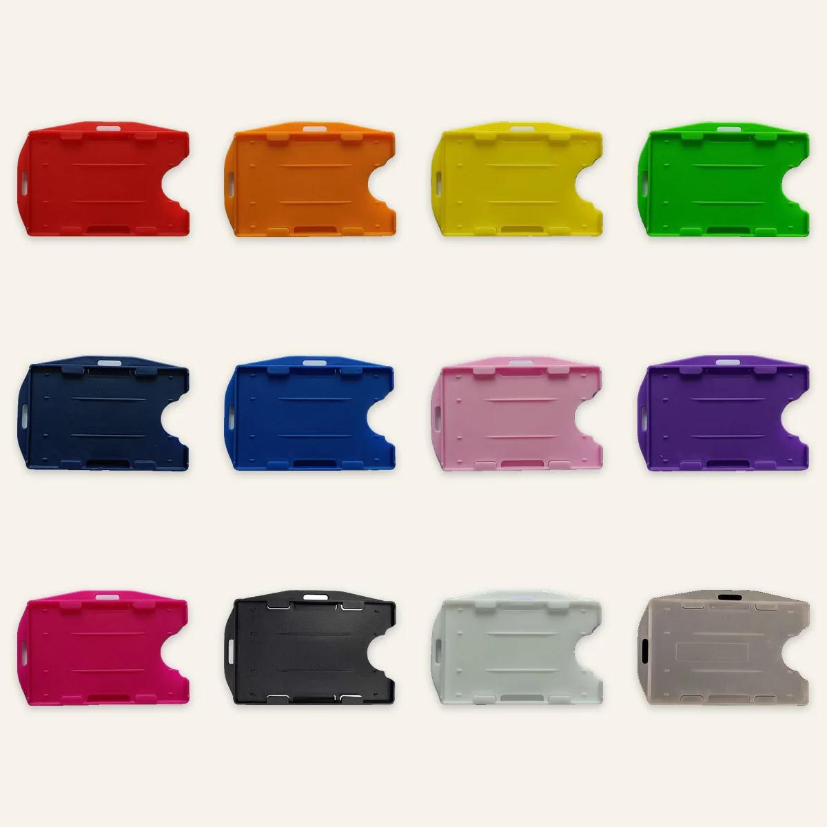 Rigid card holders in 12 colours