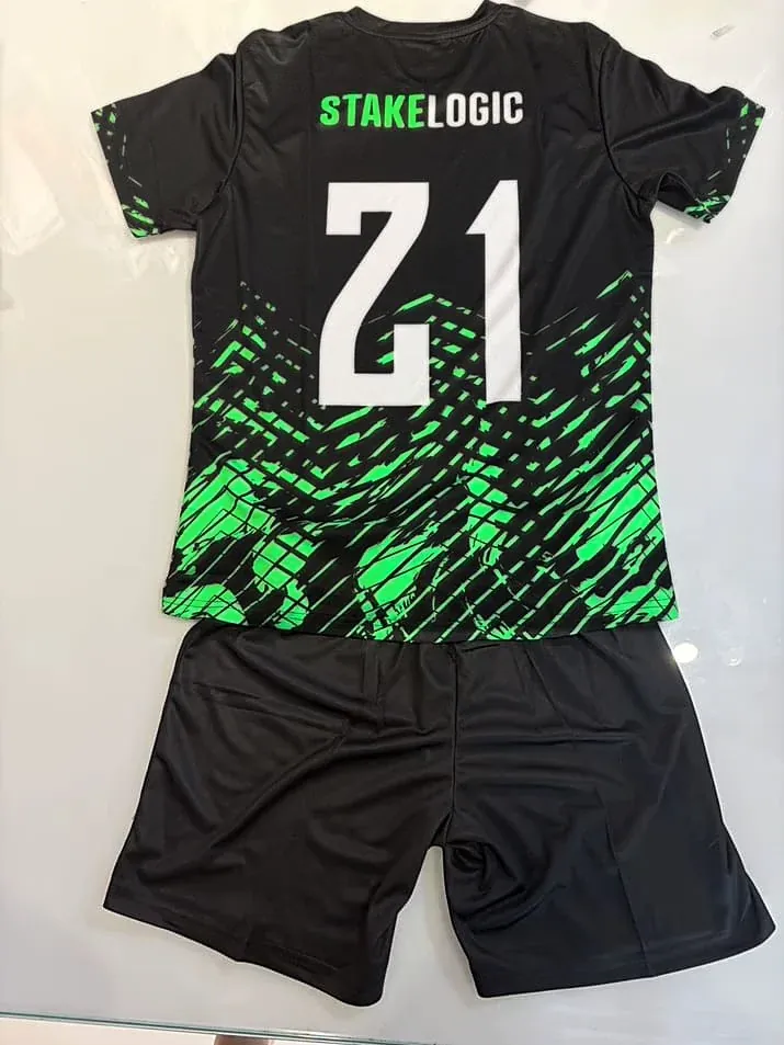 Football kits, back print branded for Stakelogic